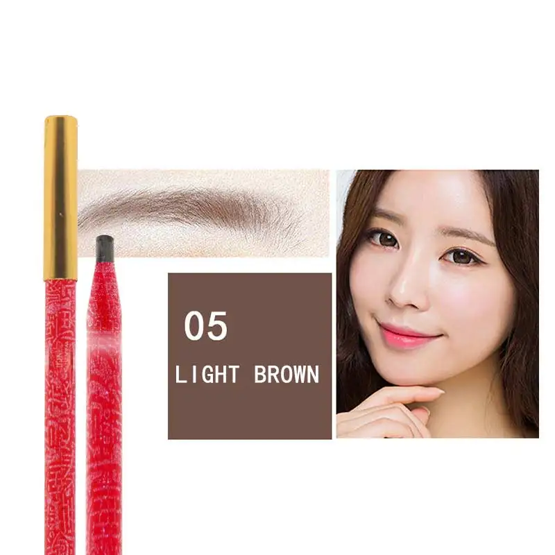 light brown 12 шт./кор. карандаш для бровей Водонепроницаемый мануального татуажа бровей, карандаш-подводка, длительного действия, для бровей, стойкая краска для усиления цвета бровей, легкие в носке, бровь оттенок красителя, инструмент для макияжа - Цвет: light brown