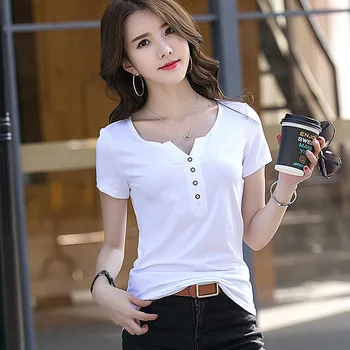 

BOBOKATEER plus size white t shirt women tshirt fashion v neck cotton tee shirt femme t-shirt women clothes 2020 poleras mujer