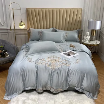 

Lenzing Tencel 60 European Style High-End Machine Embroidery Four-piece Set 1.5/1.8 M Bed Summer Style Bedding Article