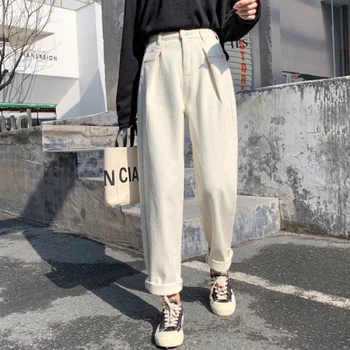 

YAMDI korean loose denim jeans female chic runway harem pants women high waist jean pants streetwear trousers woman 2020 spring