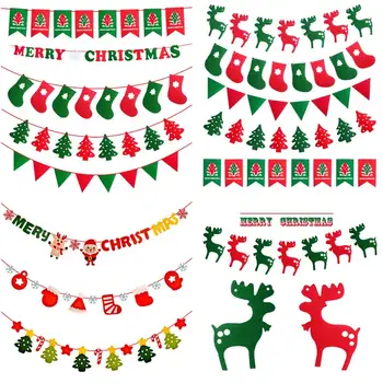 

Paper Garlands Hanging Flag Decoration Banquet Decoration Flag For Christmas Home Decoration Xmas Ornament Elk Snowman 2021