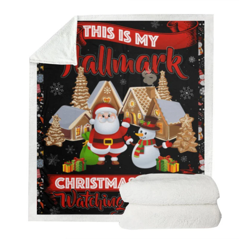 B This Is My Hallmark Christmas Movie Watching Blanket Double-Sided Thickening Super Soft Warm Plush Throws For Adults And Kids - Color: B