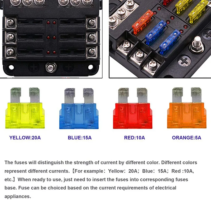 Панель предохранителей потрескавшийся ящик 6 Way 12V 24V блок питания