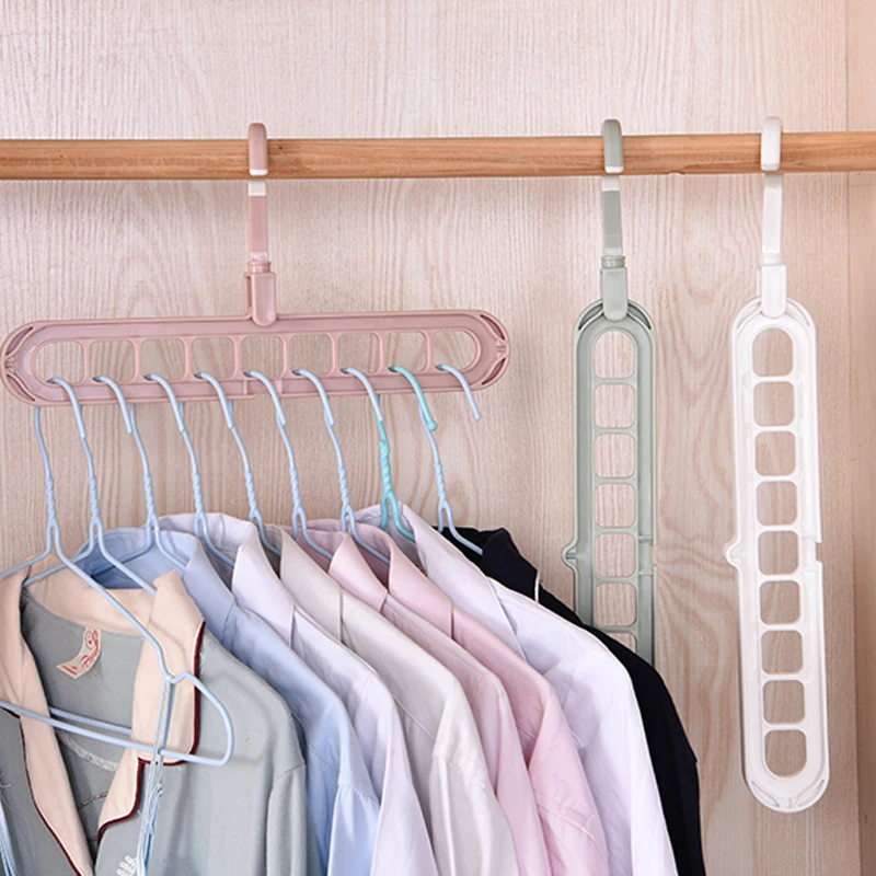 

Magic Rotate Clothes Hanger Holder Storage Stand 9 Holes Plastic Support Drying Rack Wardrobe Finishing Space Saving Organizer