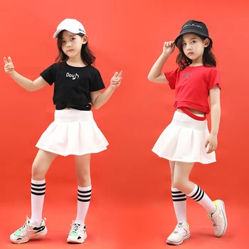 

Cool Girls Hip Hop Crop Top and Skirt Set Slim Style Kids Girl Street Clothing Set New Fashion Teenager Streetwear For 4-17 Year