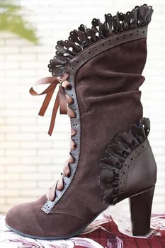Women’s Retro Lace Up Heeled Boots