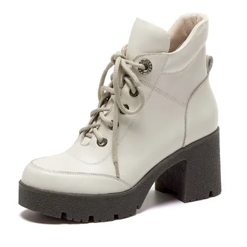

2021 new brand genuine leather autumn winter ankle boots for women high heels platform comfortable shoes woman dress party shoes