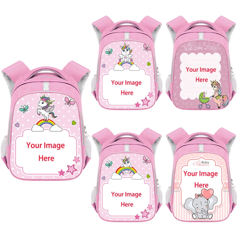 Mochila personalizada con nombre tu imagen para chicas adolescentes, Bolsa con estampado de unicornio de dibujos mochilas infantiles para estudiantes de primaria|Mochilas| - AliExpress