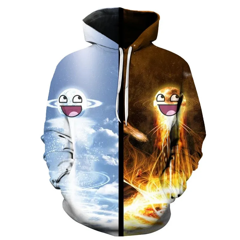 Толстовка с 3D принтом милым улыбающимся лицом хит продаж мужская осенне зимняя