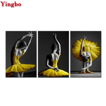 

Diamond embroidery Ballerina Girl Elegant Dancers Diy diamond painting full square round diamond mosaic Cross Stitch Kit 3 pcs