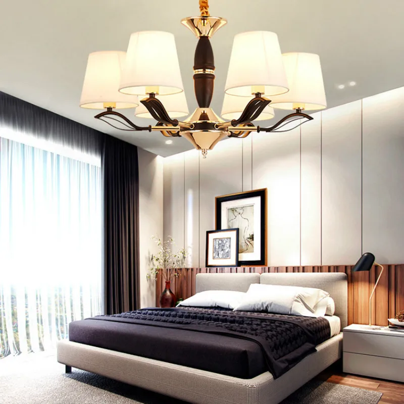 American Living Room Iron Grinding Glass Chandelier Modern Simple Dining Room Hotel Villa Bedroom Chandelier