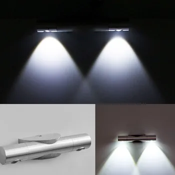 

Led Wall Light Bed Lamp AC85~265V Hotel Restroom Bathroom Bedroom Wall Lamp 6W Led Aluminum Double Head Two-Way Wall Light