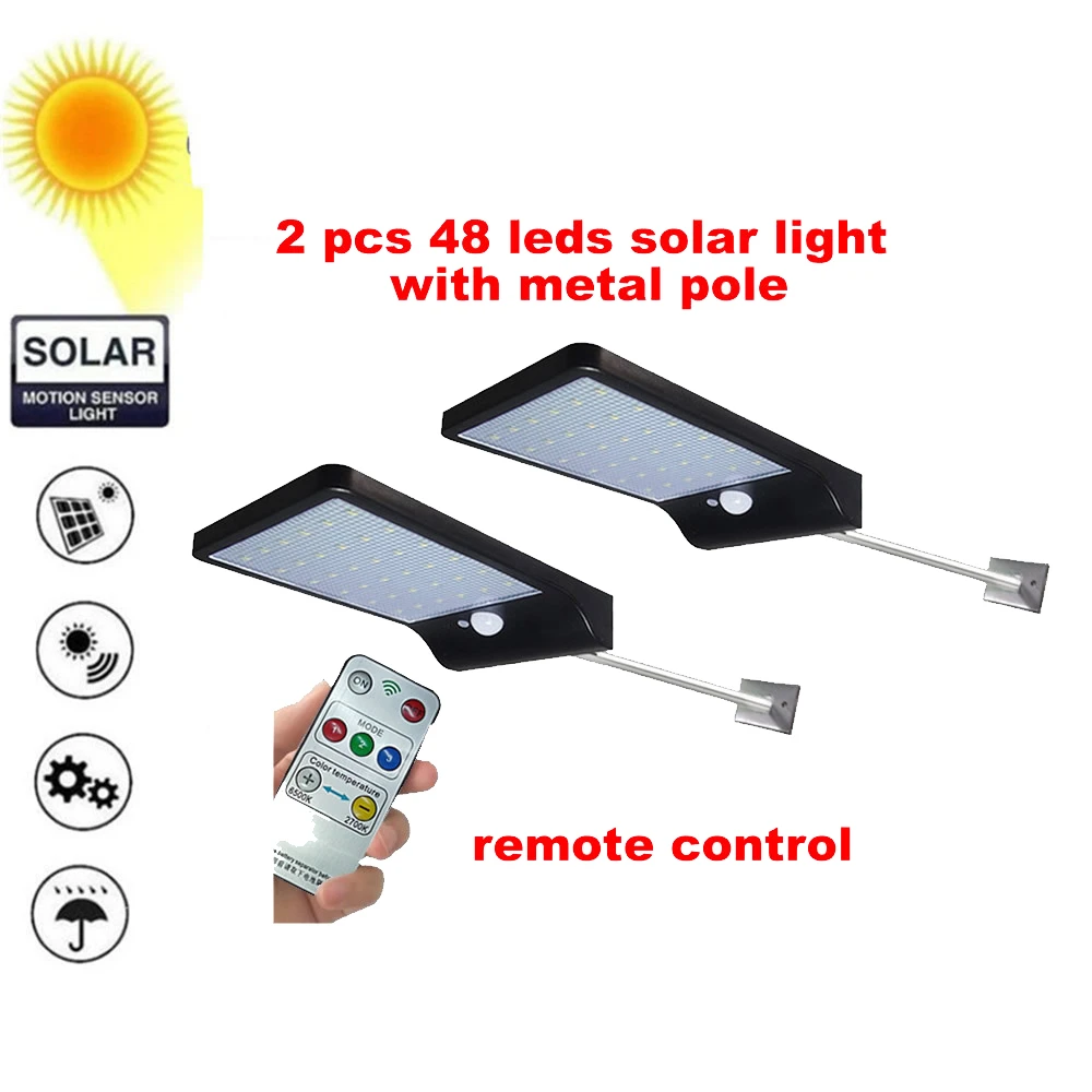 

2/4pcs Solar Garden Light 48 LED Solar Powered PIR Motion Sensor Lamp Waterproof Outdoor Lighting Decoration Lights Wireless Wal