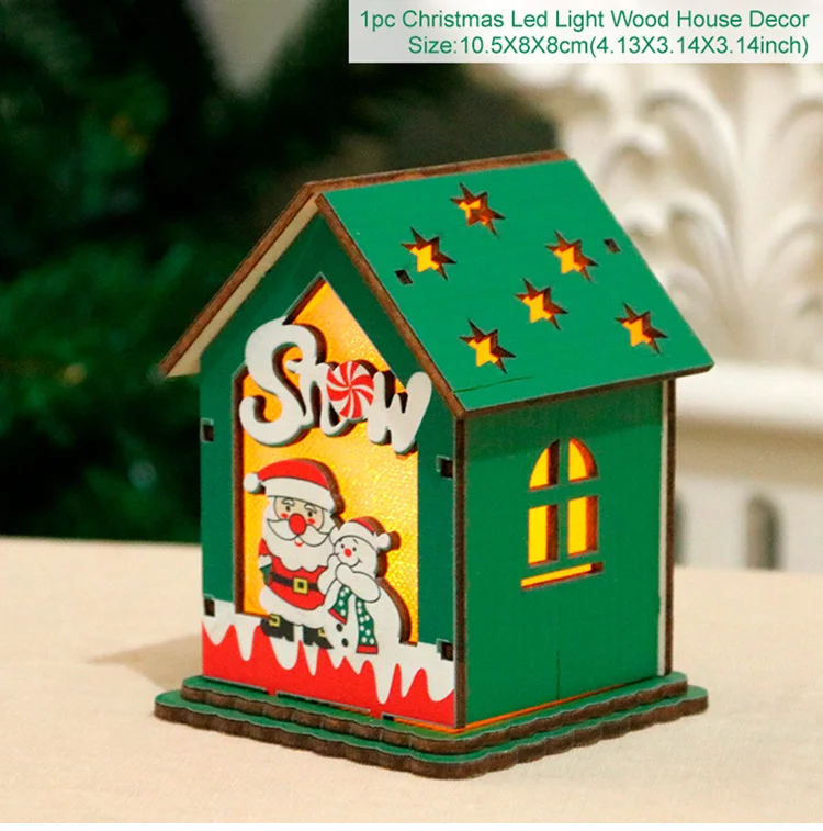 Светодиодная Рождественская елка, рождественские украшения, рождественские украшения для дома, рождественский подарок, светильник, подвески, новогодний декор 202 - Цвет: Wood House 8