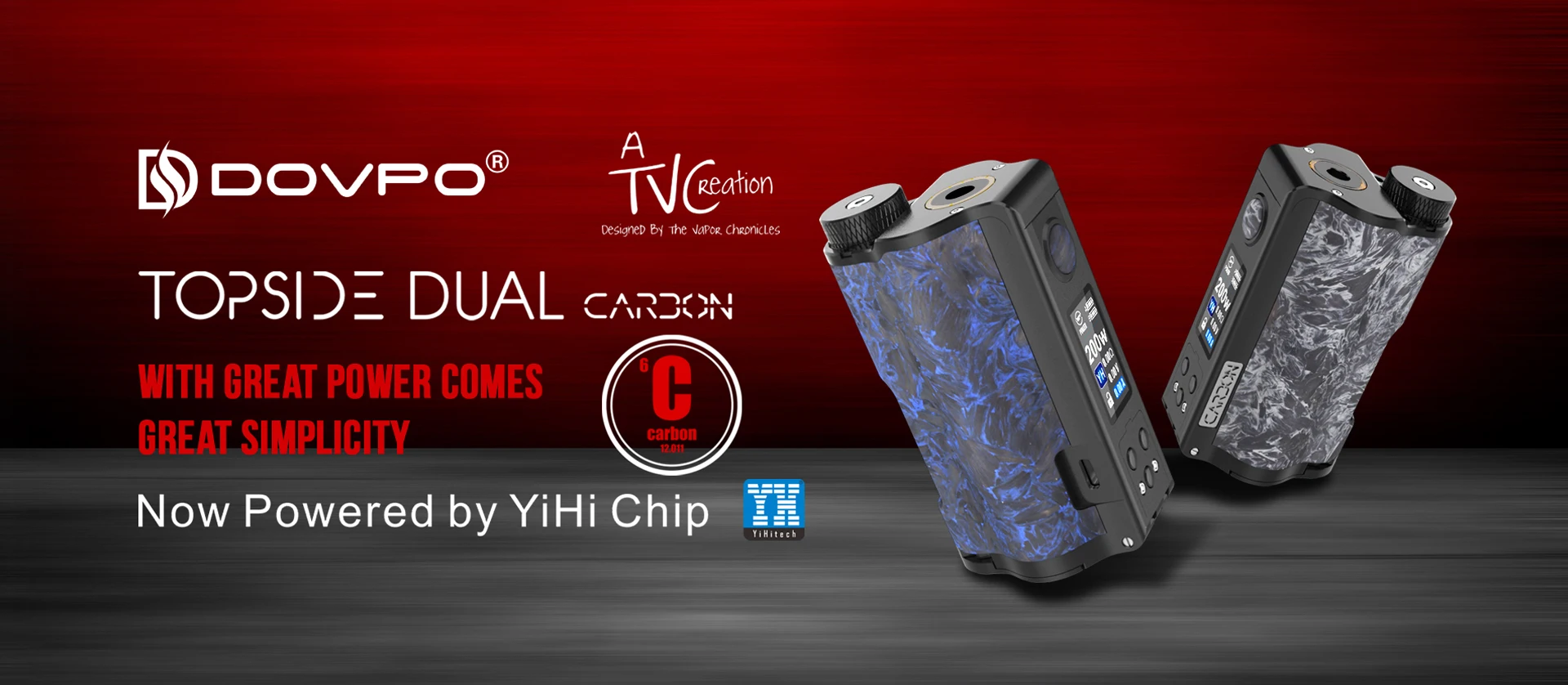 DOVPO Topside Dual Carbon Squonk Mod с чипом YIHI, костюм с двойной батареей 18650, макс. 200 Вт, электронная сигарета, коробка, мод против Drag 2/Double Barrel V3