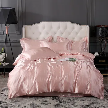 

Duvet Cover Pillowcase 3pcs Bedding Set RU Size EU Size Sets Single Size King Double Size Satin Silk Luxury Bedding Sets