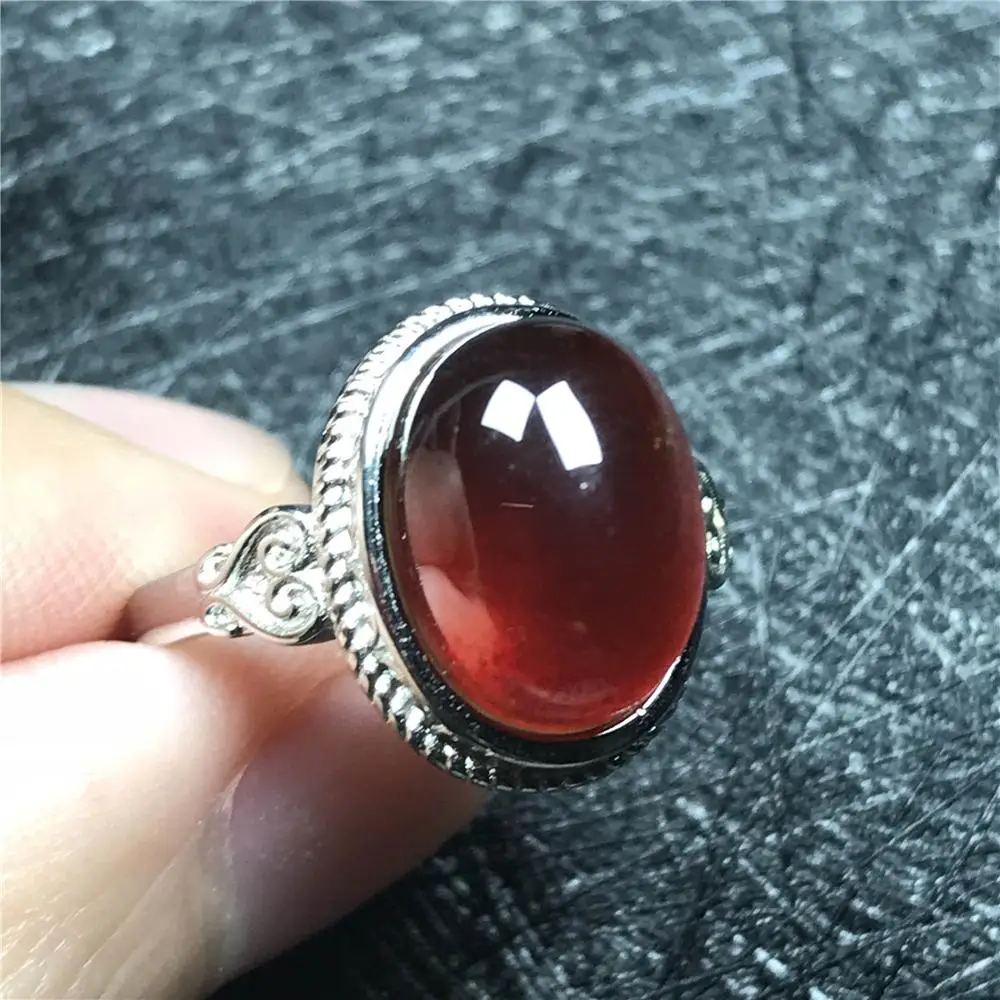 

14x11mm Natural Garnet Ring For Woman Lady Crystal Silver Orange Red Gemstone Party Love Ring Oval Beads Fashion Jewelry AAAAA