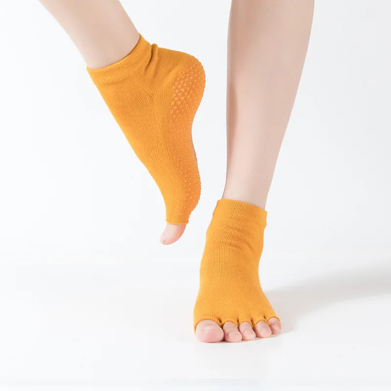 3 пар/упак. хлопковые носки для йоги с низким вырезом, пятью пальцами, Нескользящие, быстросохнущие, для пилатеса, фитнеса, балета, женские спортивные носки
