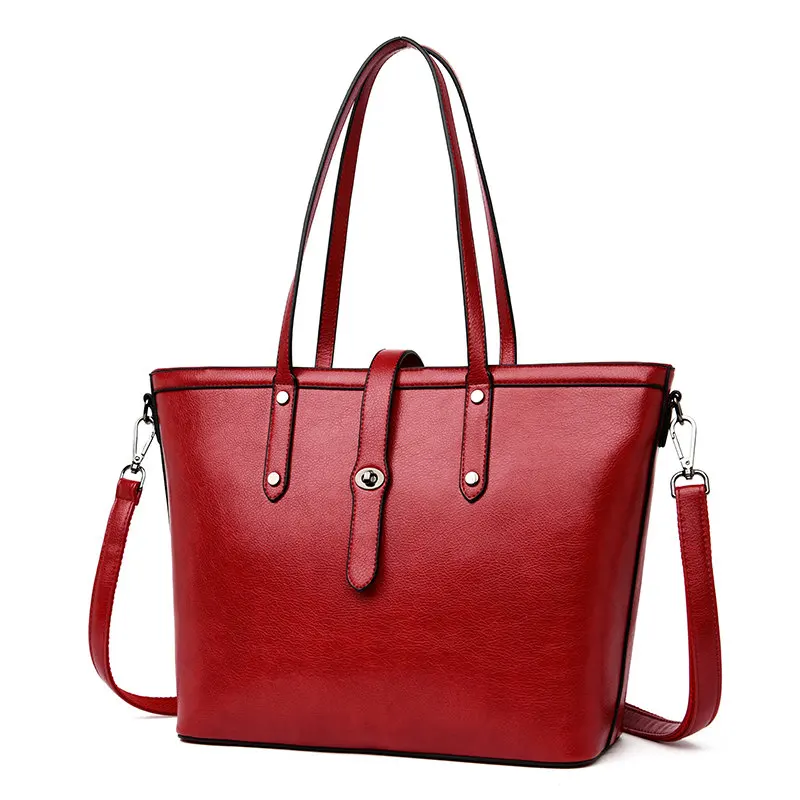 New Genuine Leather Handbags for women Crossbody bag Top Luxury Shoulder Bags High capacity tote cowhide women bags sac a main - Цвет: Red