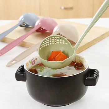 

2 In 1 Large Soup Spoon Colander Creative Long Handle Hot Pot Food Porridge Spoons with Filter Cooking Dinnerware Kitchen Tools