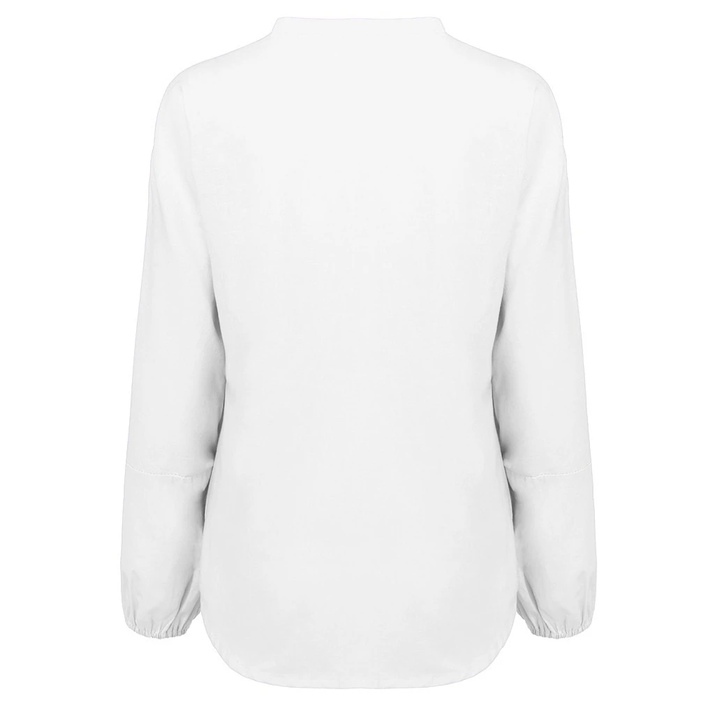 Women Blouses 2019 Fashion Puff  Long Sleeve Top Shirt Solid Elegant White Office Lady Shirt V-Neck Loose Chemise Femme 822