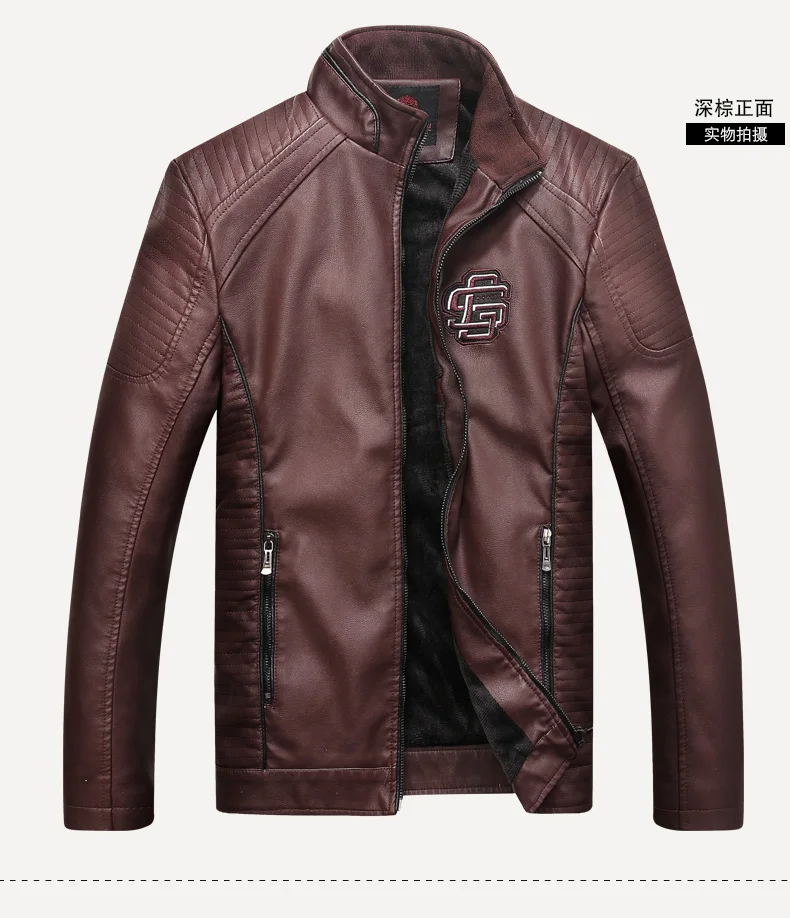 mens leather jackets cheap leather bomber jacket men leather jackets new Korean style trend of all-match men's plus velvet biker leather jacket coat man leather biker jacket mens