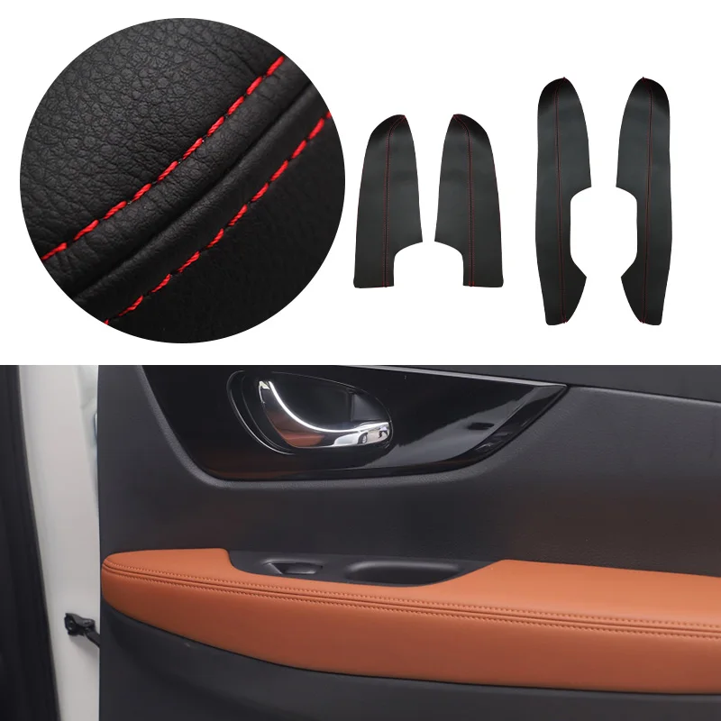 4pcs Car Microfiber Leather Interior Door Armrest Panel Cover Trim For