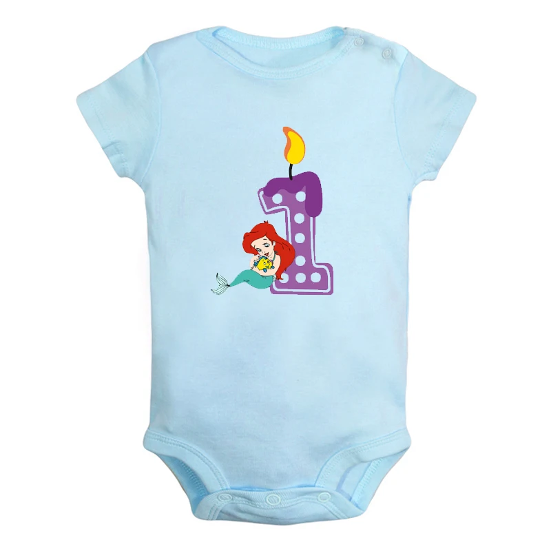 JaBaby2819BLD Милый маленький Ариэль, Золушка, Мерида, свечи для первого дня рождения, Одежда для новорожденных, комбинезон, боди для младенцев, одежда, подарок на день рождения - Цвет: JaBaby2819BLD