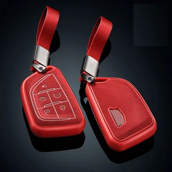 

Plastic+Leather Car Key Case Cover for Cadillac CT5 2019 2020 5Button Smart Remote Car Key