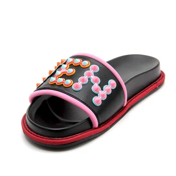 

2020 Shoes For Women Designer Leather Flat Black Sandals Fashion Women Luxury Slides & Ladies Slippers F Brand Comfortable Shoes