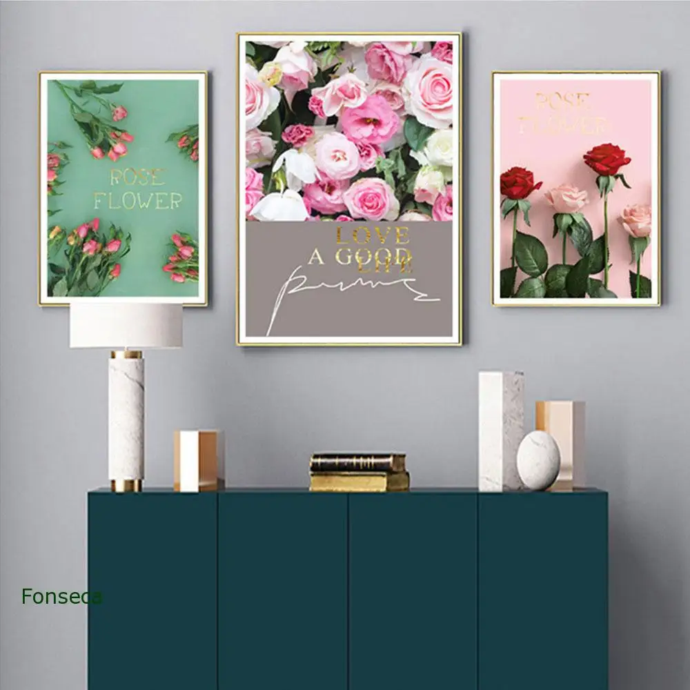 

Cuadros Decor Nordic Rose Flower Posters And Prints Wall Art Pictures For Wedding Room Chic Canvas Painting Decoratives