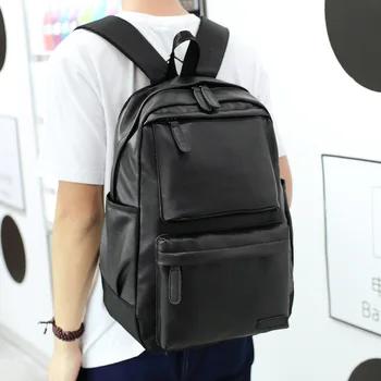 

Men's PU leather backpack Travel rain and casual backpack Middle school students fashion versatile computer bag
