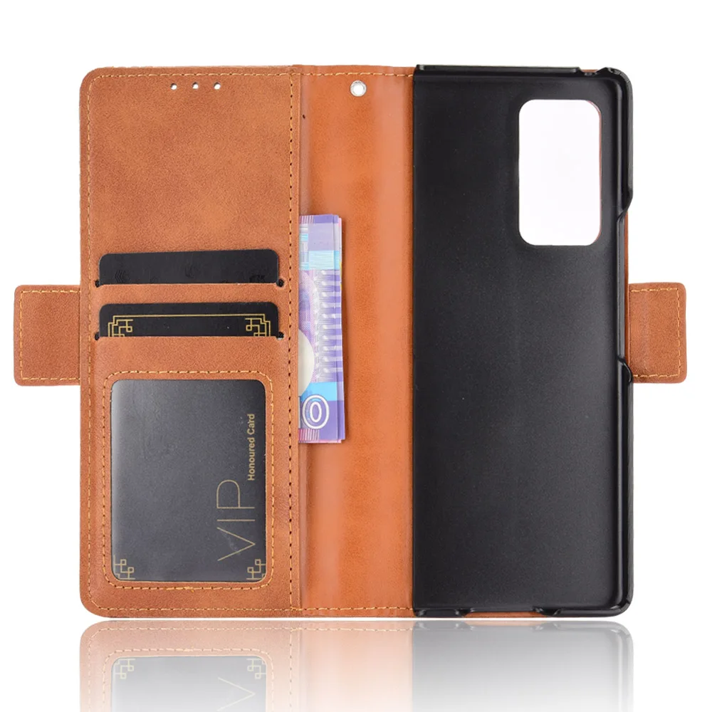 For Samsung Galaxy Z Fold 2 Z Fold2 Magnetic Vintage PU Leather Case Wallet Bag Card Slot Flip Capa Shell Shockproof Phone Cases