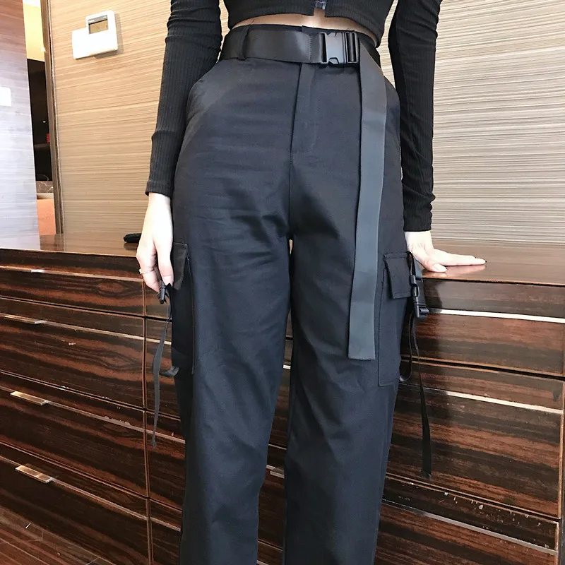 Женские черные брюки с высокой талией широкие брюки для бега для женщин мягкое платье военные женские брюки карго Trausers шаровары
