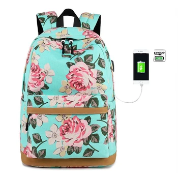 

Women USB Charging Port Laptop Backpack Teenage Students Girls Children Back To School Backpack Bag Printing Female Backpacks