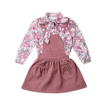 

Imcute 2PCS New Baby Girls Kids Sets For Autumn Spring Printed Shirt + Strap Clothes Outfits