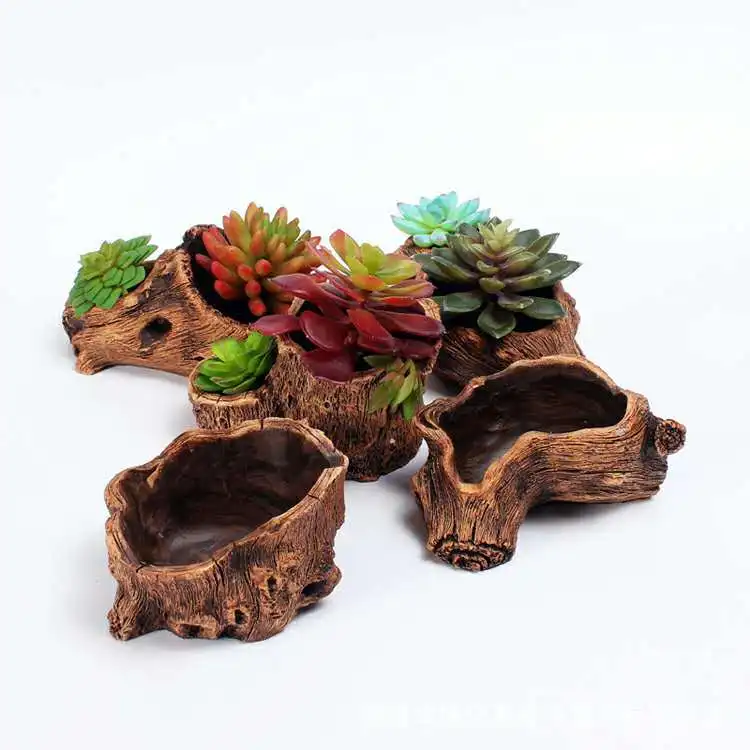 Creative Cement Flower Pot Wood Pile Succulent Micro Landscape Plant Bonsai Desktop Arrangement Container Home Decoration | Дом и сад