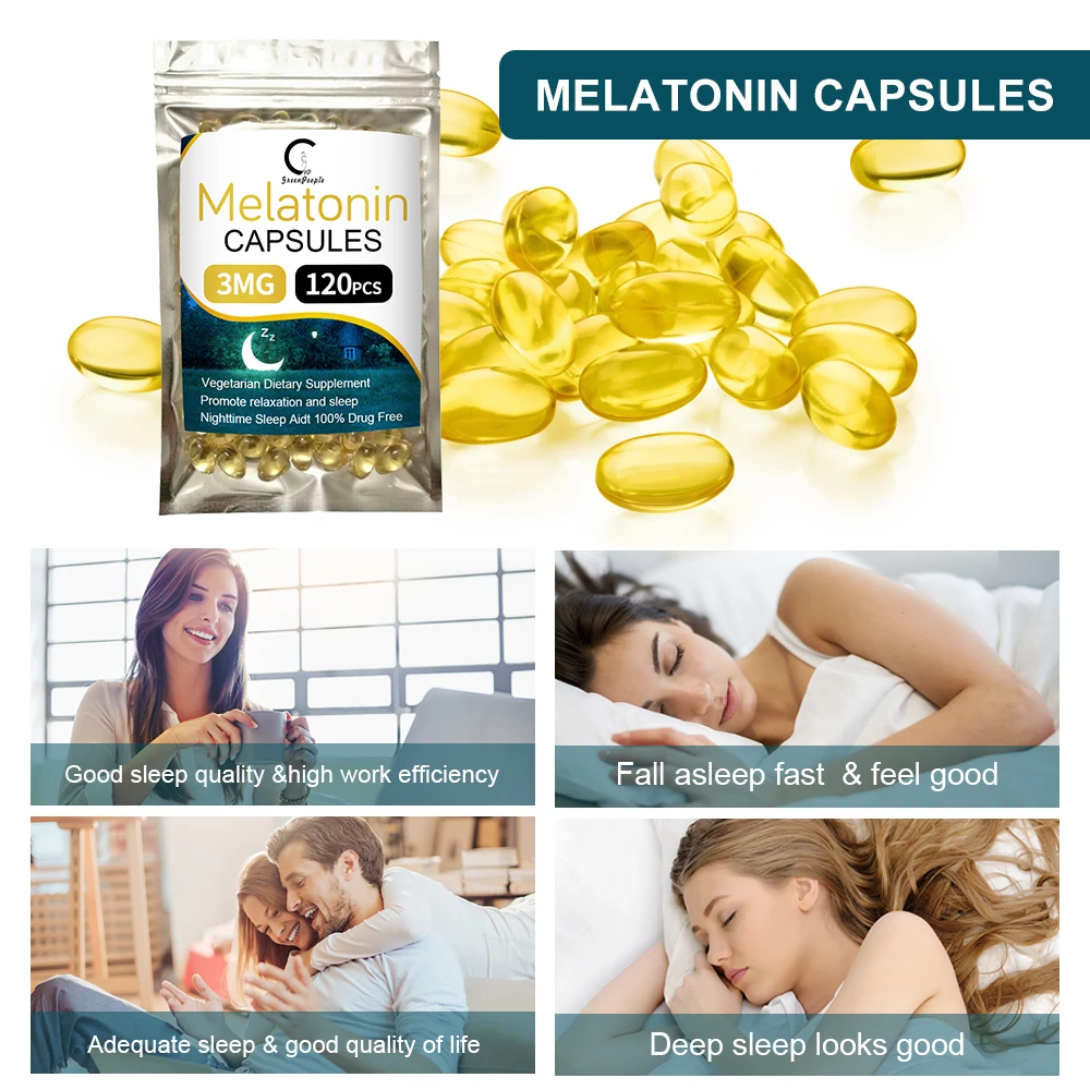GPGP Greenpeople 3Mg Melatonin Capsules Help Improve Sleep Nighttime Sleep Relieve Stress People With Insomnia Melatonin Product