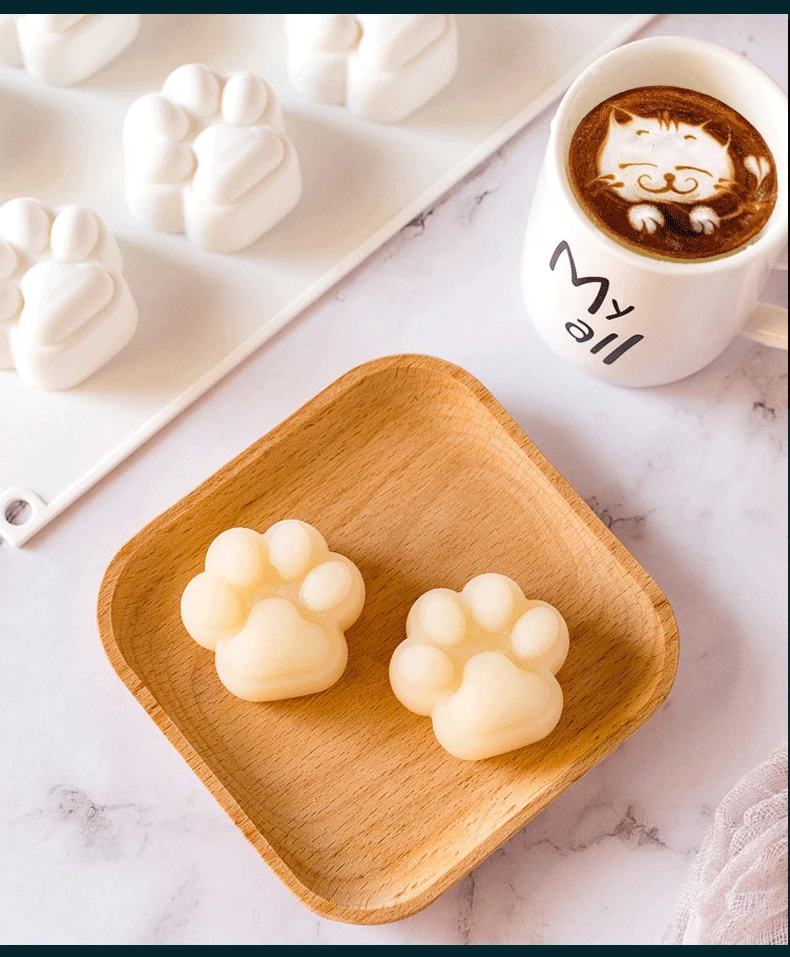 Кошачий коготь мусс форма для выпечки пуддинг силиконовая Резина Мини Маффин силиконовые формы силиконовая форма для торта кошачья лапа белая HH50MJ