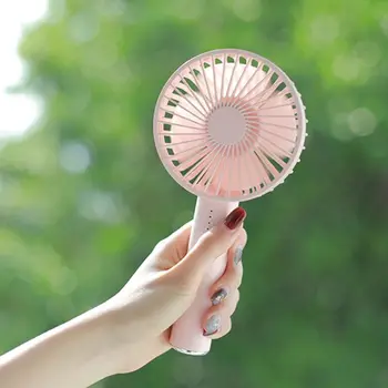 

USB Rechargeable Mini Handheld Fan 5 Gears Natural Wind Noiseless Portable Fan for Outdoor Office Air Cooling with Mirror Base