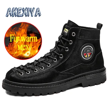 

2020 Men's Boots Fur Warm Men Winter Boots Trend Design Men's Snow Boots Outdoor Waterproof Boots Men Black Zapatos De Hombre