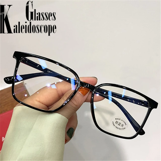 1pc Square Shape Blue Frame Plain Glasses With Rivets Decor Women's  Eyeglasses Frames For Everyday Use, Anti-blue Light