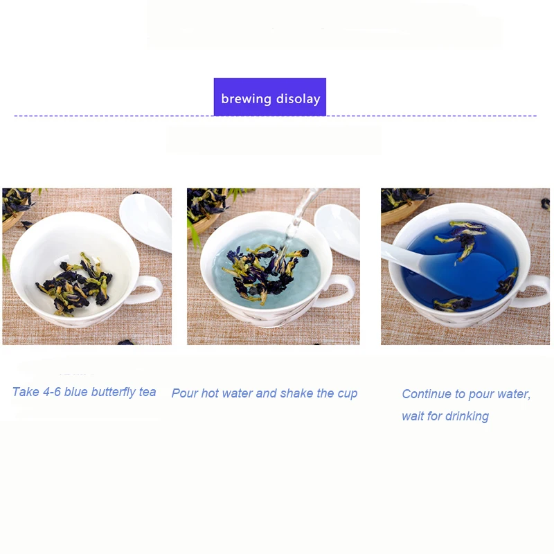 Simulation Kitchen Toy Thailand Blue Butterfly 20g 100g Clitoria Ternatea Blue Butterfly Thai Butterfly Pea Tea Vitamin A Toy