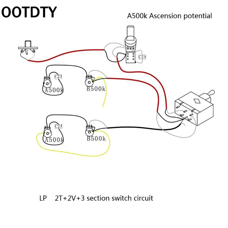 OOTDTY 1 комплект жгут проводов 3 способа переключателя 2V2T 500K для горшков и Джек гитары