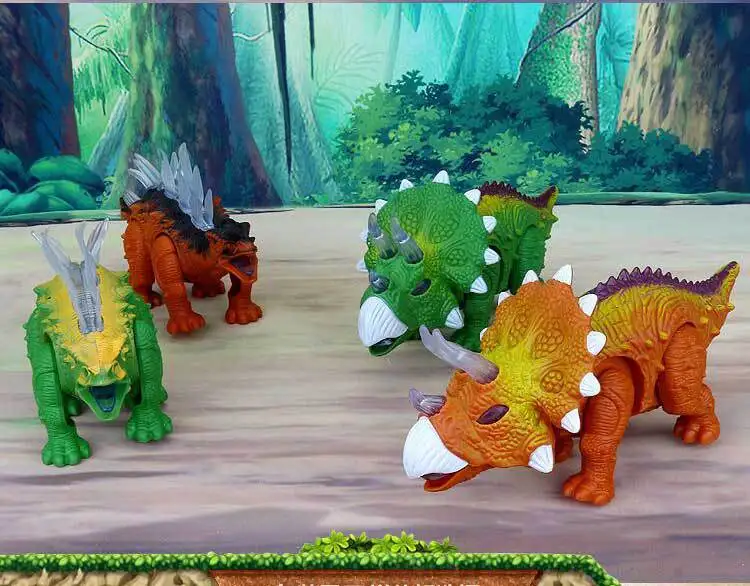 788 Jurassic имитация Электрический динозавр игрушка будет ходить будет светить Трицератопс Стегозавр прозрачный светильник