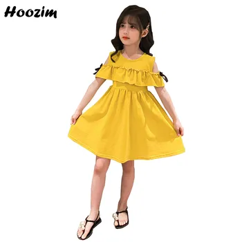 

2020 High Street Green Cold Shoulder Patch Belt Ruched Knee Length Dress Girls 4-11 Years Yellow Ruffle Cap Sleeve Dresses Child