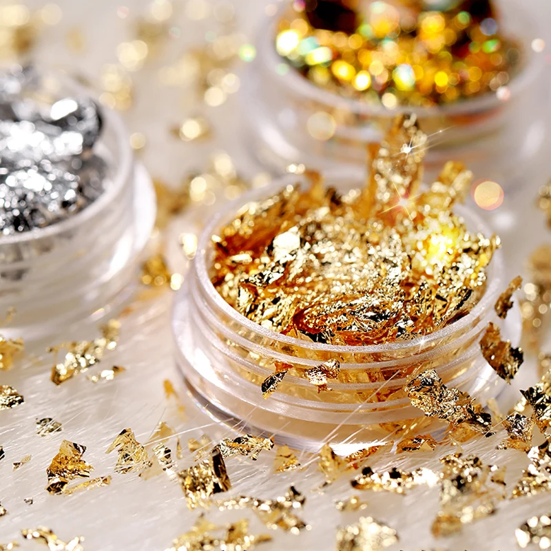 Nail Art Gold Silver Foil Paper 3D Irregular Aluminum Sticker DIY Manicure Glitter UV Gel Polish Nail Decoration Tools nail decoration,nail decorations,nail glitter