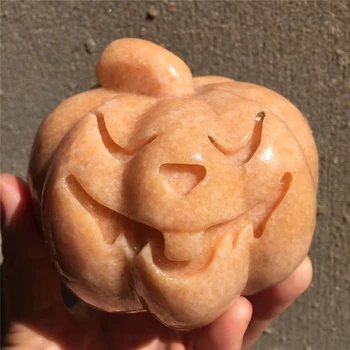 

6cm variety of natural quartz crystals carved pumpkin lantern reiki healing home decorated Halloween gift