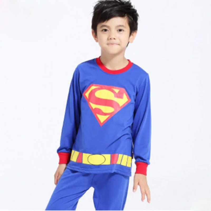 Superman Детская одежда на Хеллоуин; костюмы Косплэй Superman Spiderman Batman Капитан Америка Железный человек для мальчиков и девочек, пижамный комплект, пижама в стиле Мстителей - Цвет: Superman