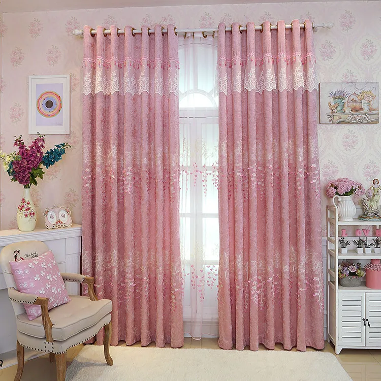 

European American Embossed Embroidery Shading Curtains for Living Dining Room Bedroom.